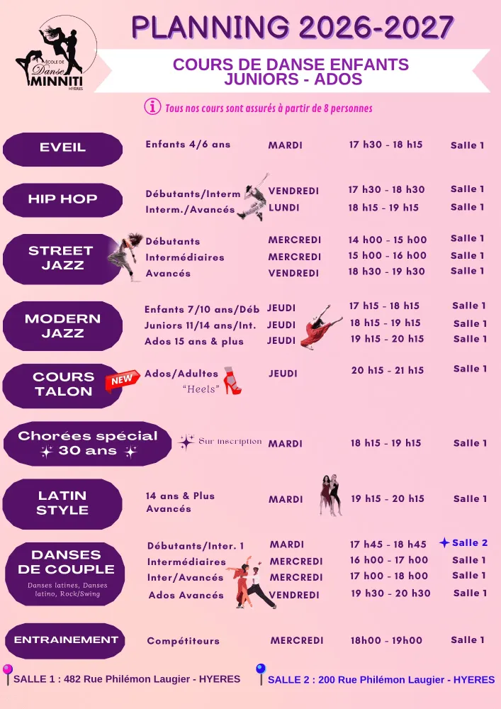 Planning 2026-2027- enfants juniors Ados